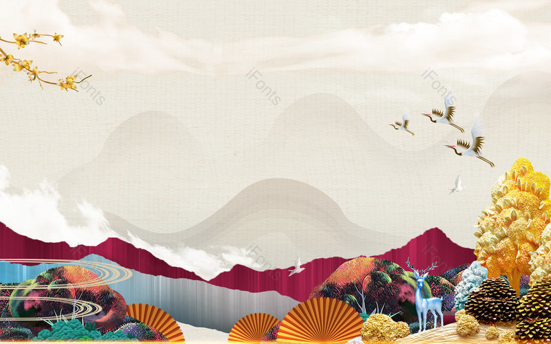 复古意境中国古风风山水画平面背景设计,插画/手绘图,插画/手绘图库,插画/手绘图下载,插画/手绘